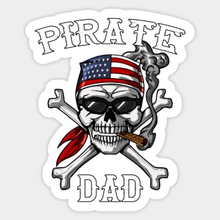 Pirate Dad Crossbones American Flag Sticker